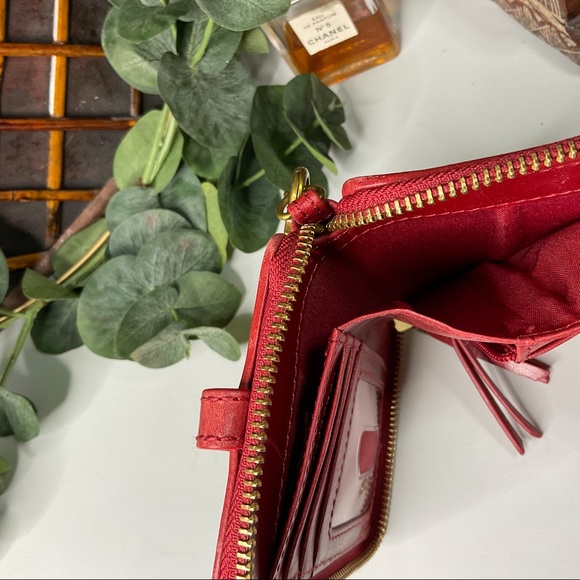 Elliott Lucca Wallet Red woven Leather Wristlet Credit Card holder - Picture 6 of 6